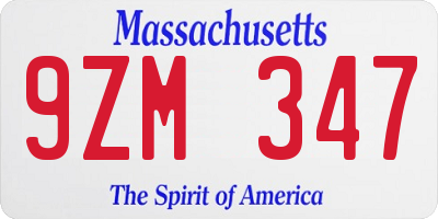 MA license plate 9ZM347