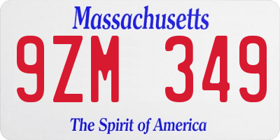 MA license plate 9ZM349