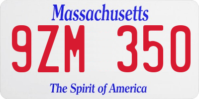 MA license plate 9ZM350