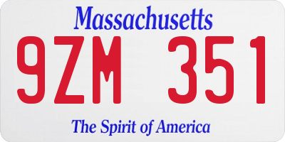 MA license plate 9ZM351