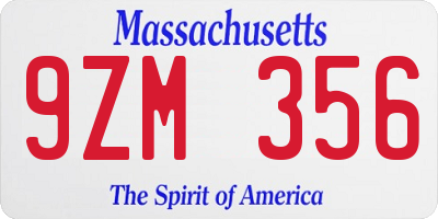 MA license plate 9ZM356