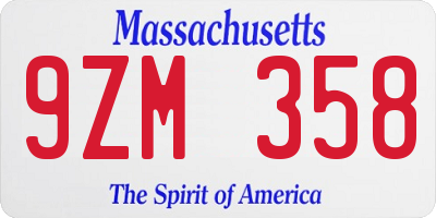 MA license plate 9ZM358