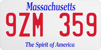 MA license plate 9ZM359