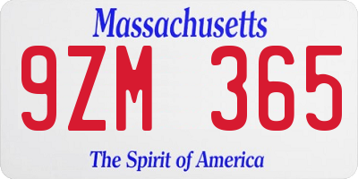 MA license plate 9ZM365
