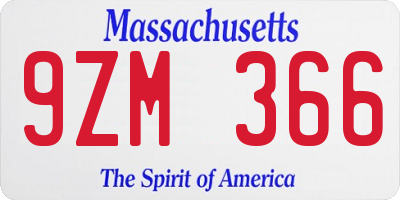 MA license plate 9ZM366