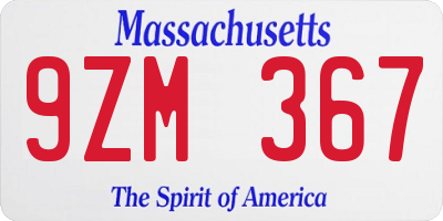 MA license plate 9ZM367