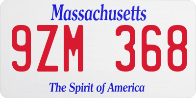 MA license plate 9ZM368