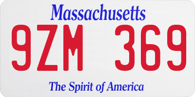 MA license plate 9ZM369