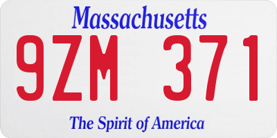 MA license plate 9ZM371