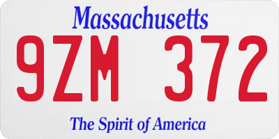 MA license plate 9ZM372