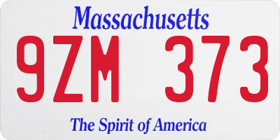 MA license plate 9ZM373