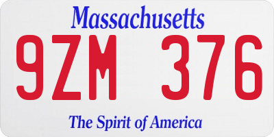 MA license plate 9ZM376