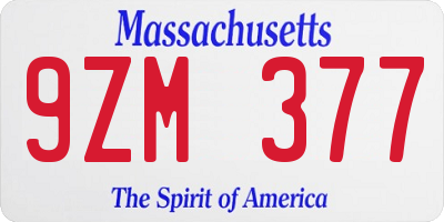 MA license plate 9ZM377