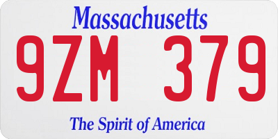 MA license plate 9ZM379