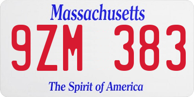 MA license plate 9ZM383