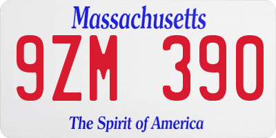 MA license plate 9ZM390