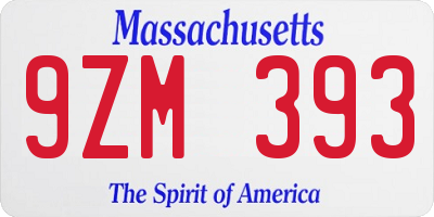 MA license plate 9ZM393