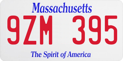 MA license plate 9ZM395