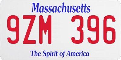 MA license plate 9ZM396
