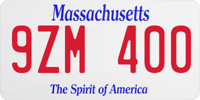 MA license plate 9ZM400