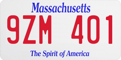 MA license plate 9ZM401
