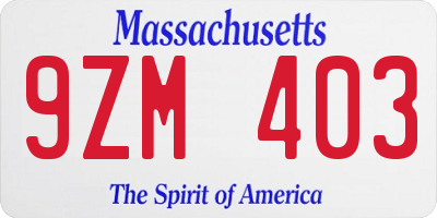 MA license plate 9ZM403