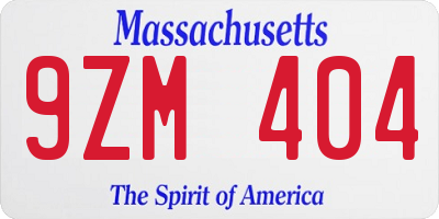 MA license plate 9ZM404