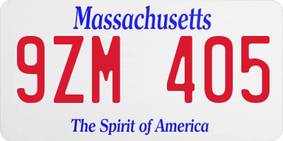 MA license plate 9ZM405