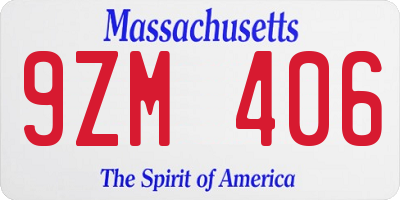 MA license plate 9ZM406