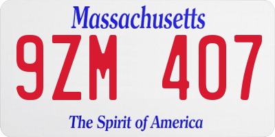 MA license plate 9ZM407