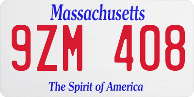 MA license plate 9ZM408