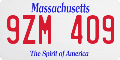 MA license plate 9ZM409