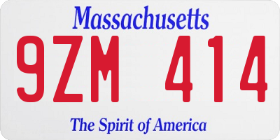 MA license plate 9ZM414