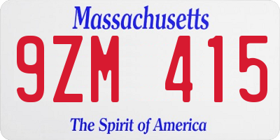 MA license plate 9ZM415