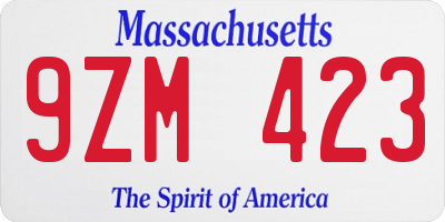 MA license plate 9ZM423