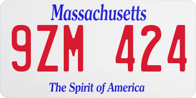 MA license plate 9ZM424