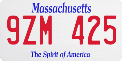 MA license plate 9ZM425