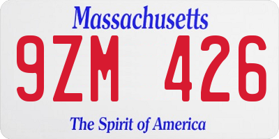 MA license plate 9ZM426