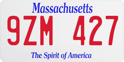 MA license plate 9ZM427
