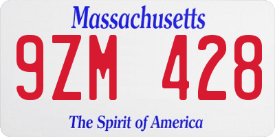 MA license plate 9ZM428