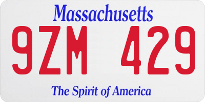 MA license plate 9ZM429