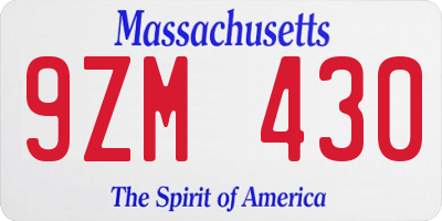 MA license plate 9ZM430