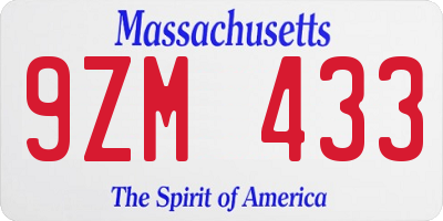 MA license plate 9ZM433