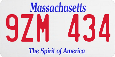MA license plate 9ZM434