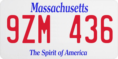 MA license plate 9ZM436
