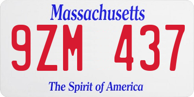 MA license plate 9ZM437