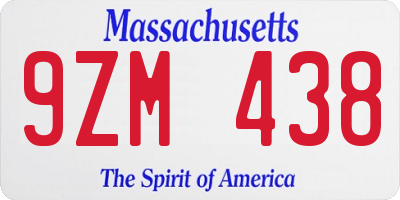 MA license plate 9ZM438