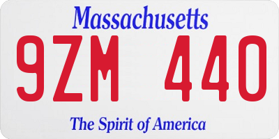 MA license plate 9ZM440