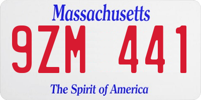 MA license plate 9ZM441