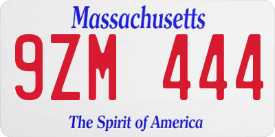 MA license plate 9ZM444